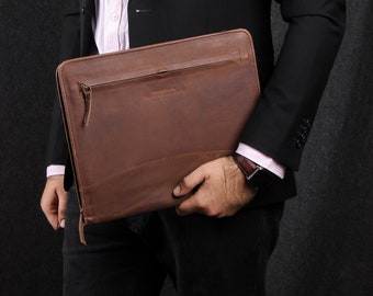 Personalized Leather Portfolio for Men Padfolio for A4 Size Notepad folder & Name LOGO A4 Document Holder Gift for Him