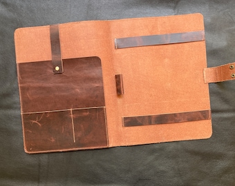 Personalised Distressed Buffalo Leather Portfolio Folder - Organiser - A4 Folder - Document Case - Custom A4 Business Portfolio Organizer