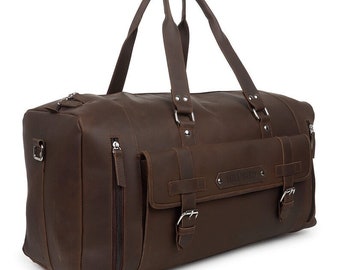 Personalized Men's Travel Bag Full Grain Leather Duffel Bag Monogrammed Duffle Bag Weekend Luggage Bag Unique Mother's Day Gifts Carryon Bag