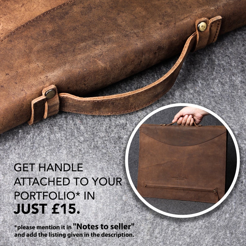 Handmade Leather A4 Zipper Portfolio Folder Professional Organizer image 7