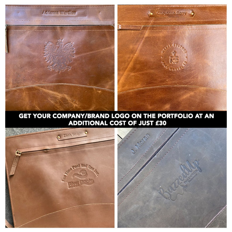 Handmade Leather A4 Zipper Portfolio Folder Professional Organizer image 6