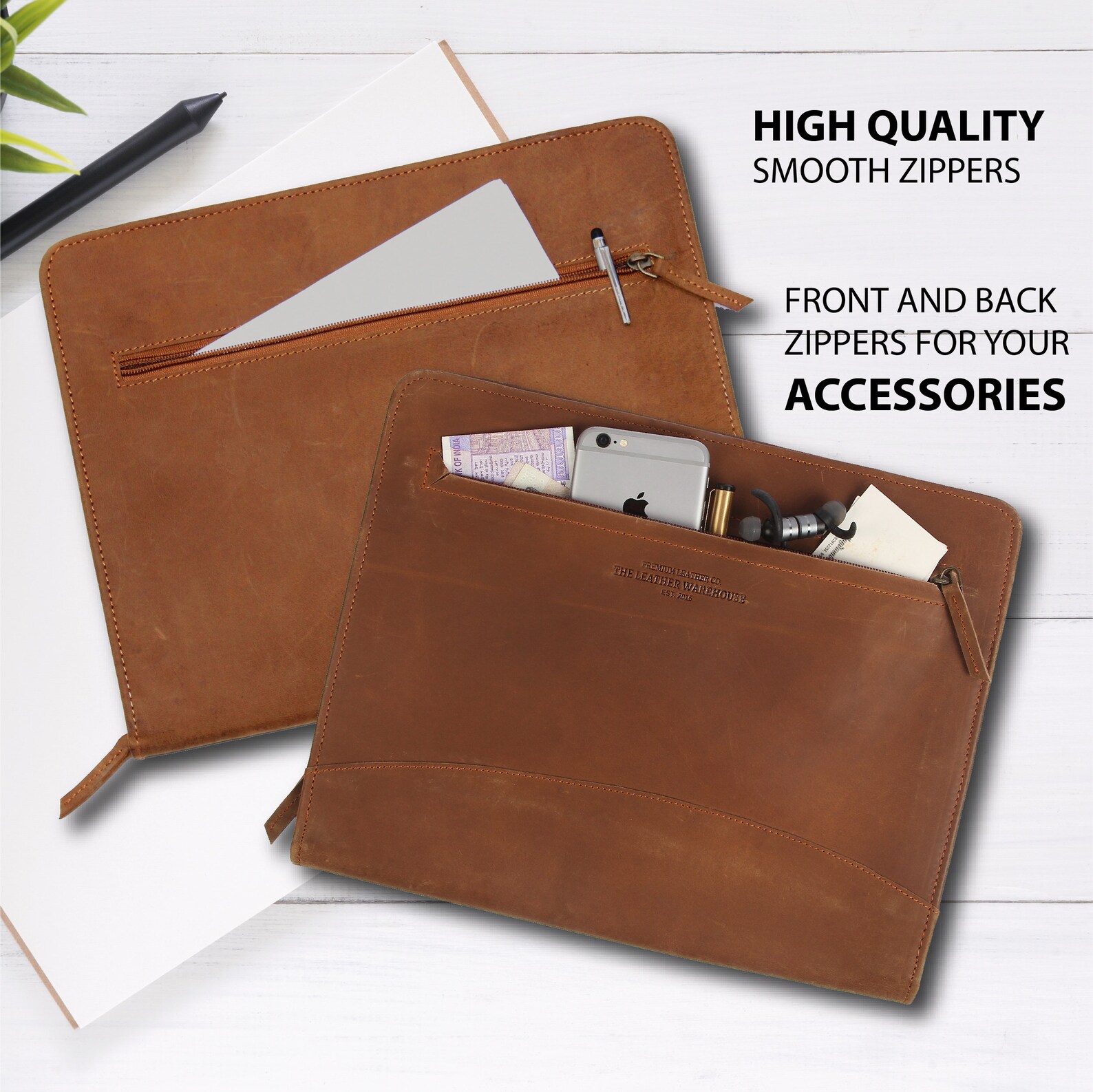 Personalized Leather Portfolio Binder With Zipper 3 Ring - Etsy UK