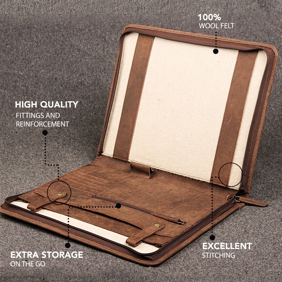 Leather portfolio for men and women leather Laptop portfolio Etsy