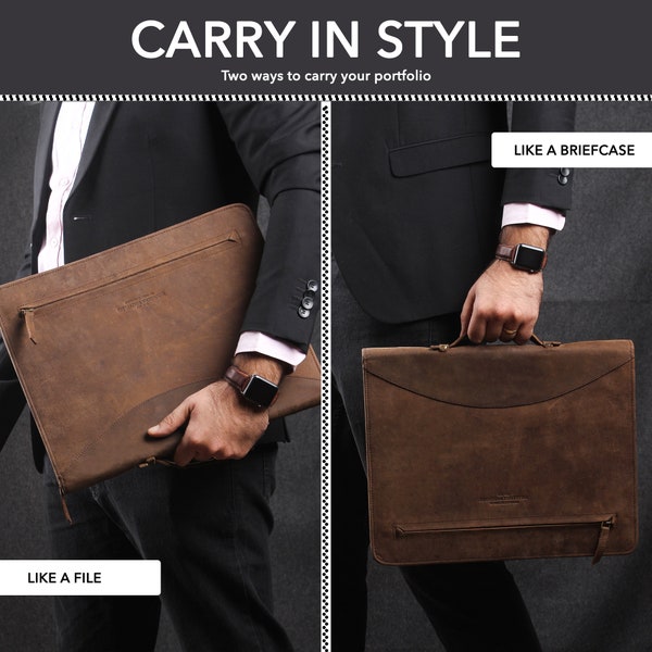 Handcrafted Leather Portfolio Folder Handle - Elegant Business Accessories