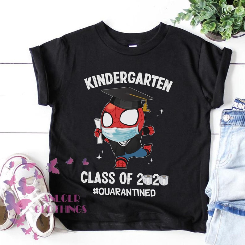 Kindergarten Spiderman Shirt Graduation Quarantined T-shirt image 0