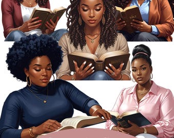 Bible Reading African American Clipart