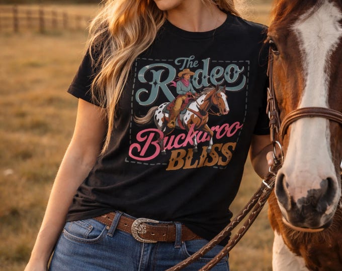 Featured listing image: Rodeo Buckaroo Bliss Graphic Tee | Vintage Western Cowgirl Shirt for Women