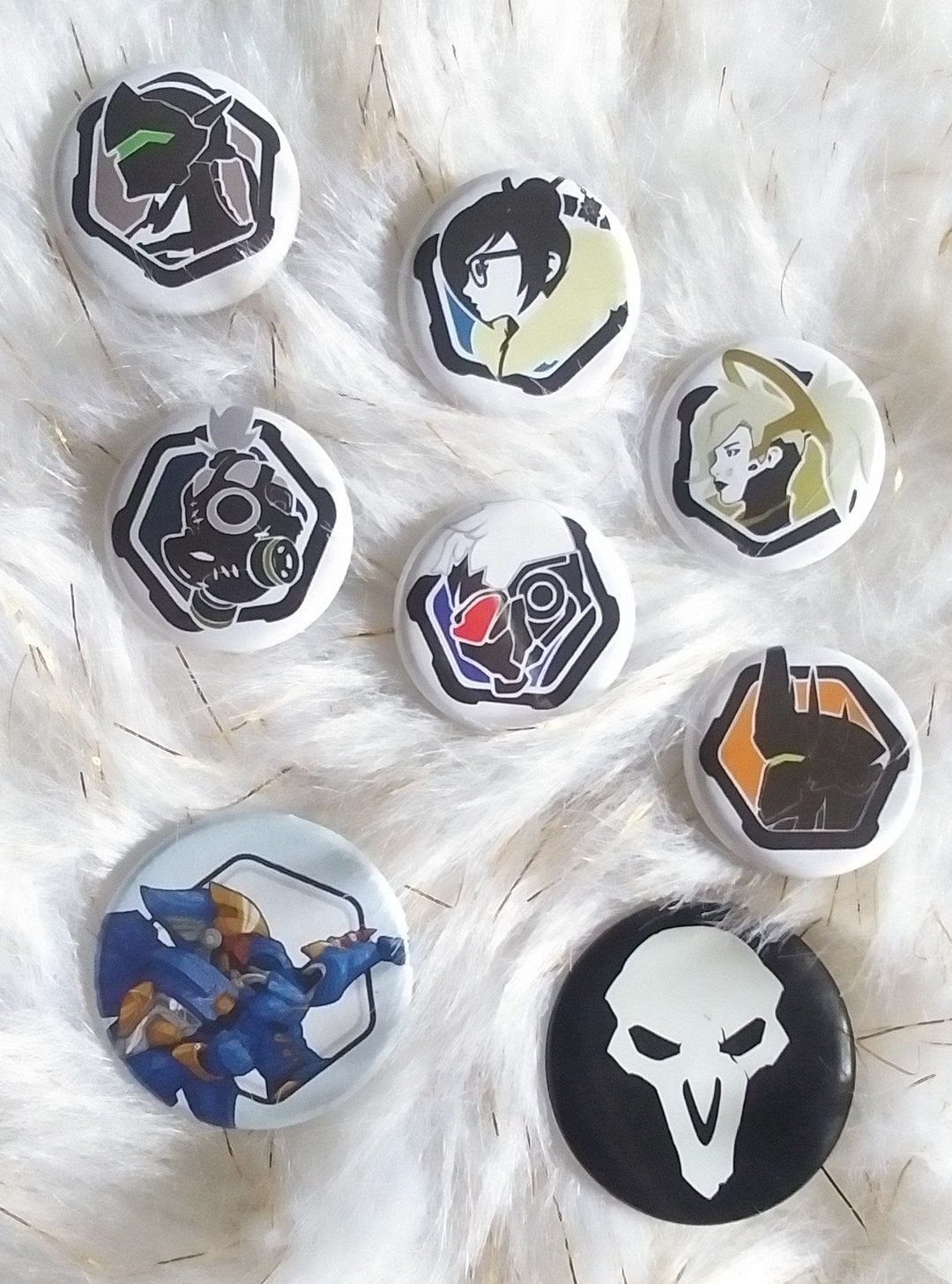 Overwatch Assorted Pins Reaper Pharah Mercy Roadhog Genji Mei Soldier