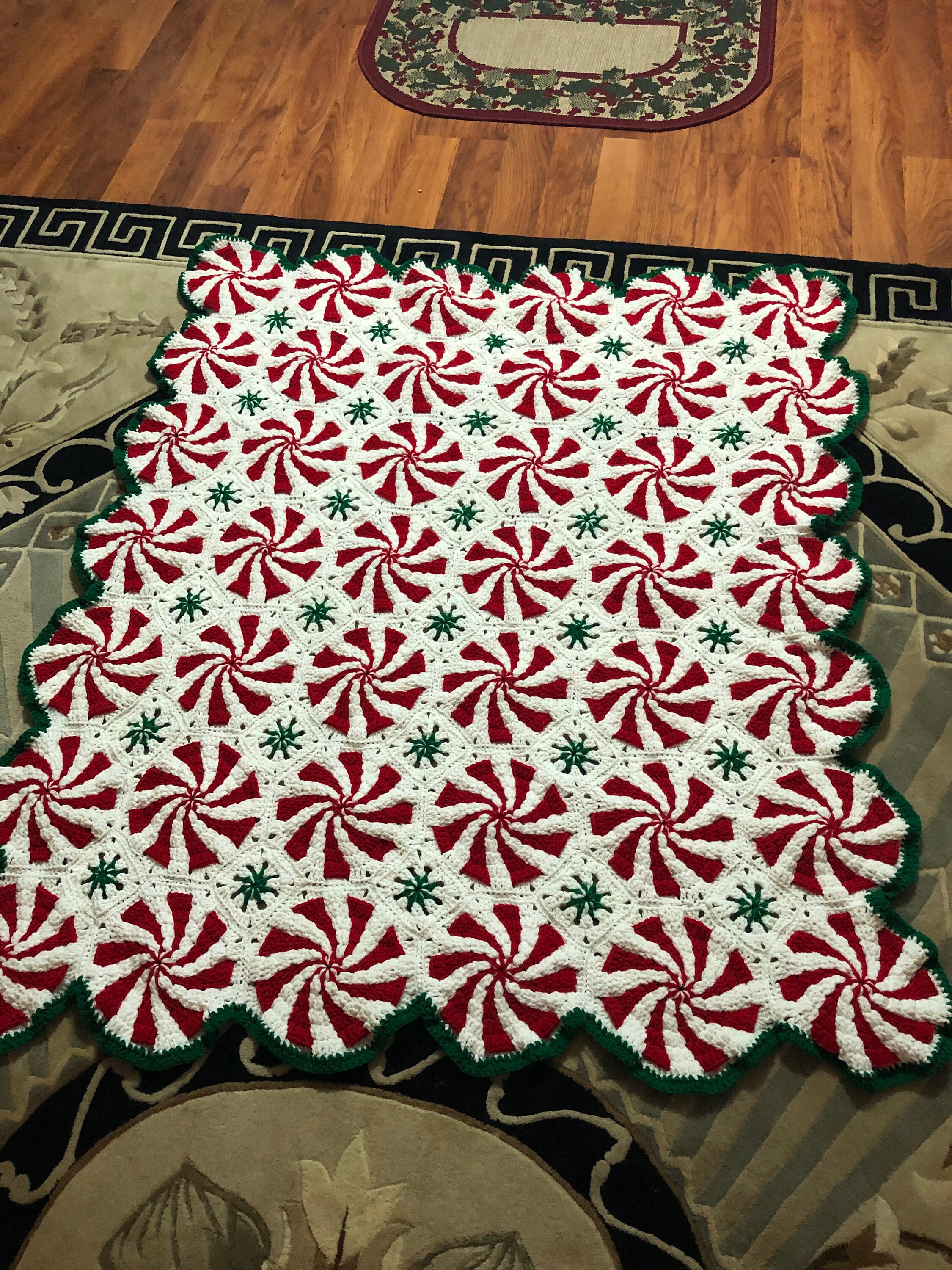 Peppermint throw/homemade/crochet throw Etsy