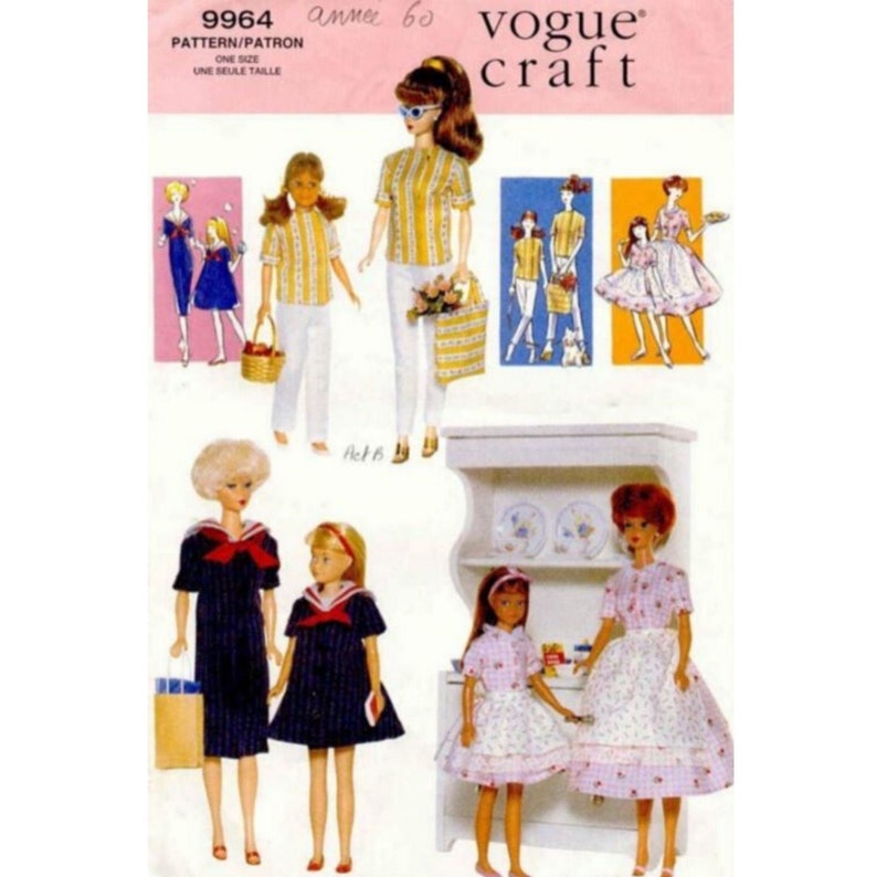 Retro 1950s60s Vintage Doll Clothes Pattern Vogue French Etsy
