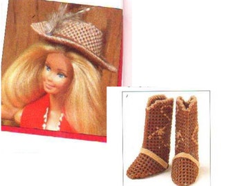 PDF Plastic Canvas for Barbie, 11.5" Fashion Doll Western Hat Boots Plastic Canvas Instant Download