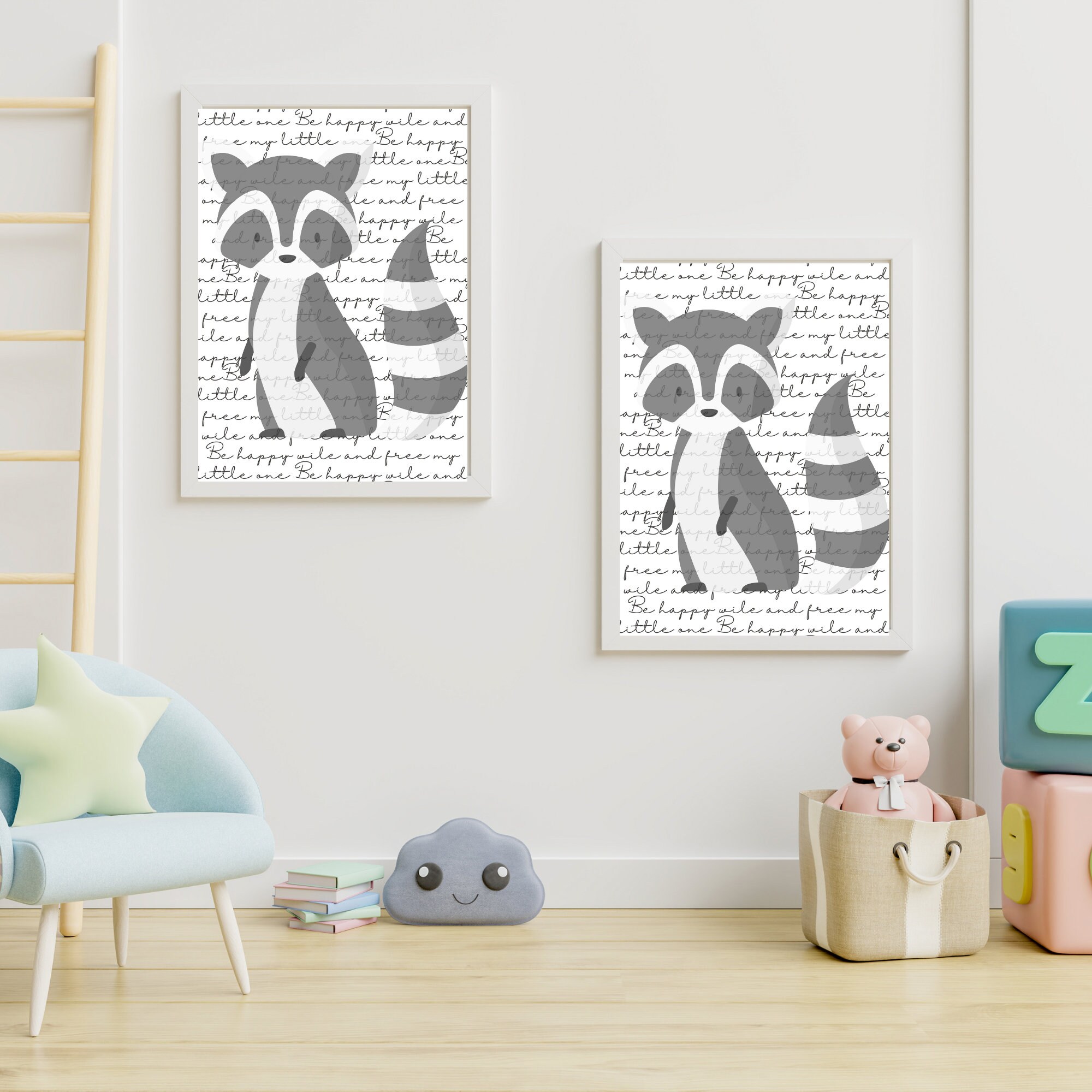 Raccoon wall art nursery decor nursery wall art nursery Etsy