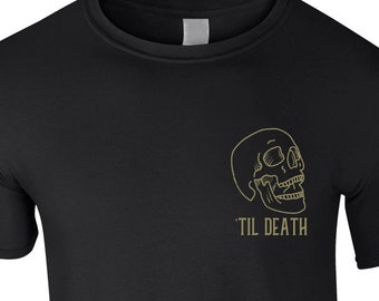 Longline Black Skull Design Tee Shirt
