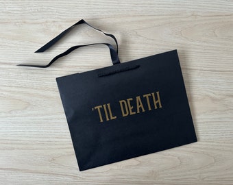 Til Death - Wedding - Ribbon Tie Rope Black Gift Bag