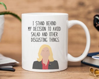 Leslie Knope | Parks and Rec | Avoid Salad | Funny Mug | Leslie Knope Quote Mug