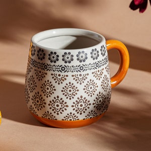 Hand Finished Anika Mug | Pattern | Black - White - Terracotta