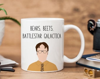 Dwight Schrute | The Office Mug | Bears Beets Battlestar Galactica | Funny Mug | The Office Quote Mug