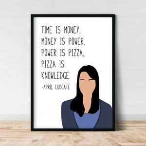 April Ludgate | Parks and Rec | Pizza is Knowledge  | Wall Art | April Ludgate Quote Poster