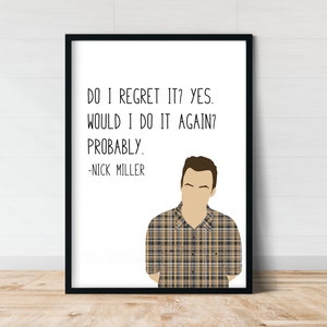 Nick Miller Regret New Girl Quote Print | New Girl Posters | Gift