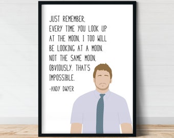 Andy Dwyer Moon Quote Andy Dwyer Parks And Rec Wall Art Moon Andy Dwyer | Etsy