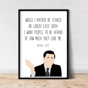 Michael Scott | The Office Wall Art | Feared or Loved | Funny Wall Art | The Office Quote Poster