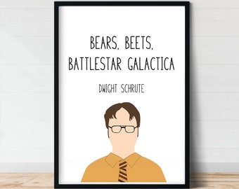 Dwight Schrute | The Office Wall Art | Beers, Beets, Battlestar Galactica | Funny Wall Art | The Office Quote Poster |