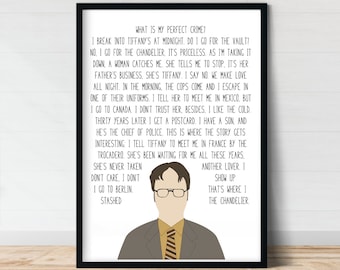 Dwight Schrute | The Office Wall Art | Perfect Crime | Funny Wall Art | The Office Quote Poster |
