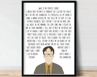 Dwight Schrute | The Office Wall Art | Perfect Crime | Funny Wall Art | The Office Quote Poster |