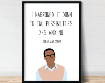 Chidi Anagonye Yes or No Quote Print | Good Place Wall Art | Gift | Good Place Quote