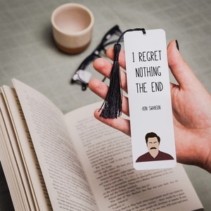 Segnalibro con citazione di Ron Swanson / Citazioni su parchi e attività ricreative / Non rimpiango nulla / Regalo