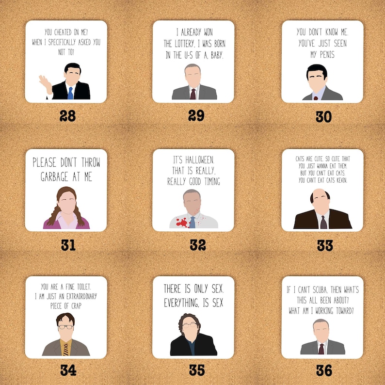 The Office Themed Coaster Set Coaster Set of 4 Michael Scott Dwight Schrute Gift Coasters image 5