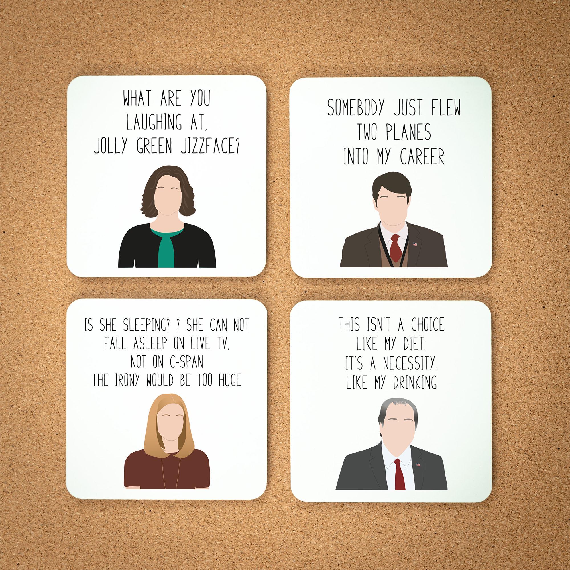 Veep Themed Coaster Set | Selina Meyer | Gary | Dan | Gift Coasters - Etsy, image size:2000x2000