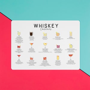 Cocktails au | Menu | Cocktail Wall Art | Signe en métal de whiskey | Recette de cocktail de | Signe en métal de cocktail | cadeau