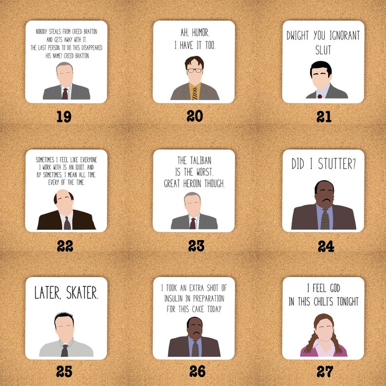 The Office Themed Coaster Set Coaster Set of 4 Michael Scott Dwight Schrute Gift Coasters image 4