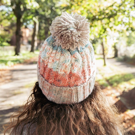 Handmade winter hat with pom