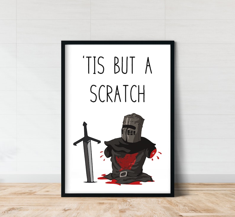 Monty python the black knight tis but a scratch wall art etsy