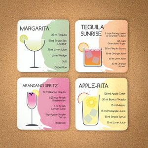 Tequila Cocktail Recipe Set | Coaster Set | Gift