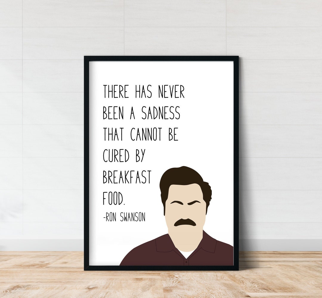 Ron swanson breakfast food parks and recreation quote prints parks