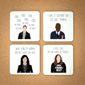 Brooklyn Nine Nine Untersetzer-Set | Untersetzer 4er-Set | Jake Peralta | Kapitän Holt | Geschenk-Untersetzer |