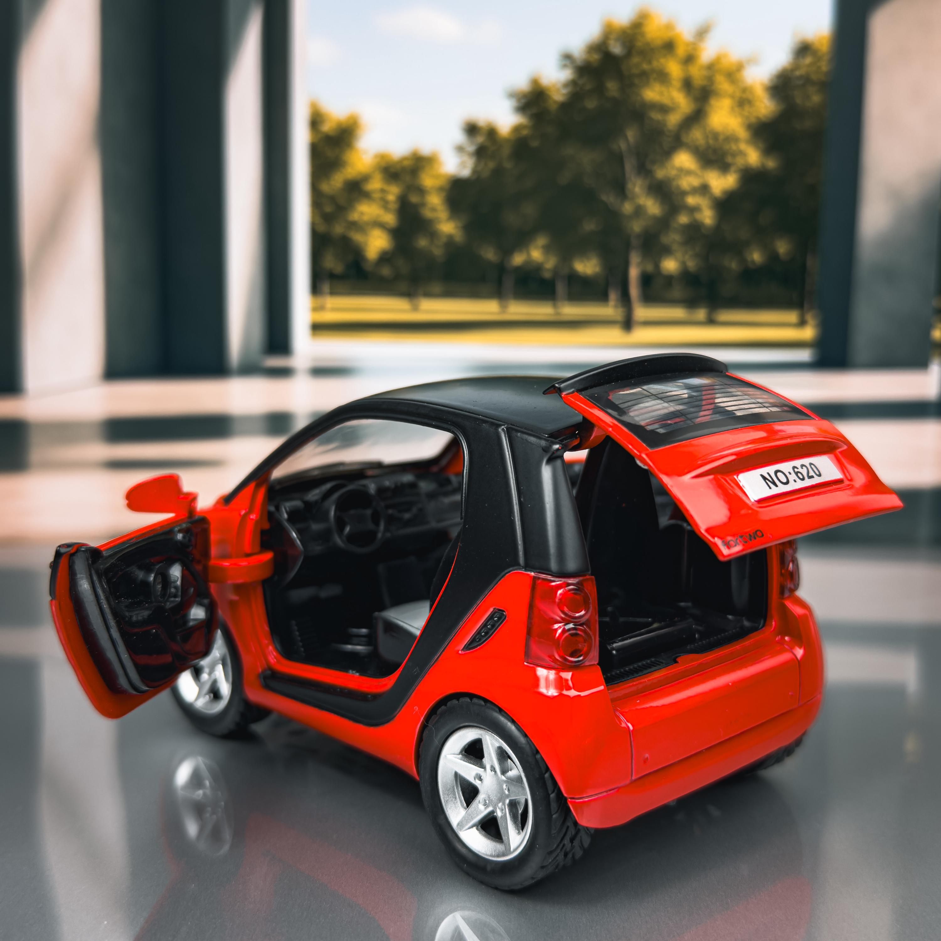 Modellino Smart ForTwo Scala 1:24 Pressofuso Con Luci E Suoni - Bianco, Giocattolo Bambino - Foto 3