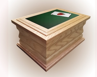 Personalised Wooden Oak Cremation Urn, Ashes Casket, Ace Of Hearts Design, Human Adult Cremation Urn