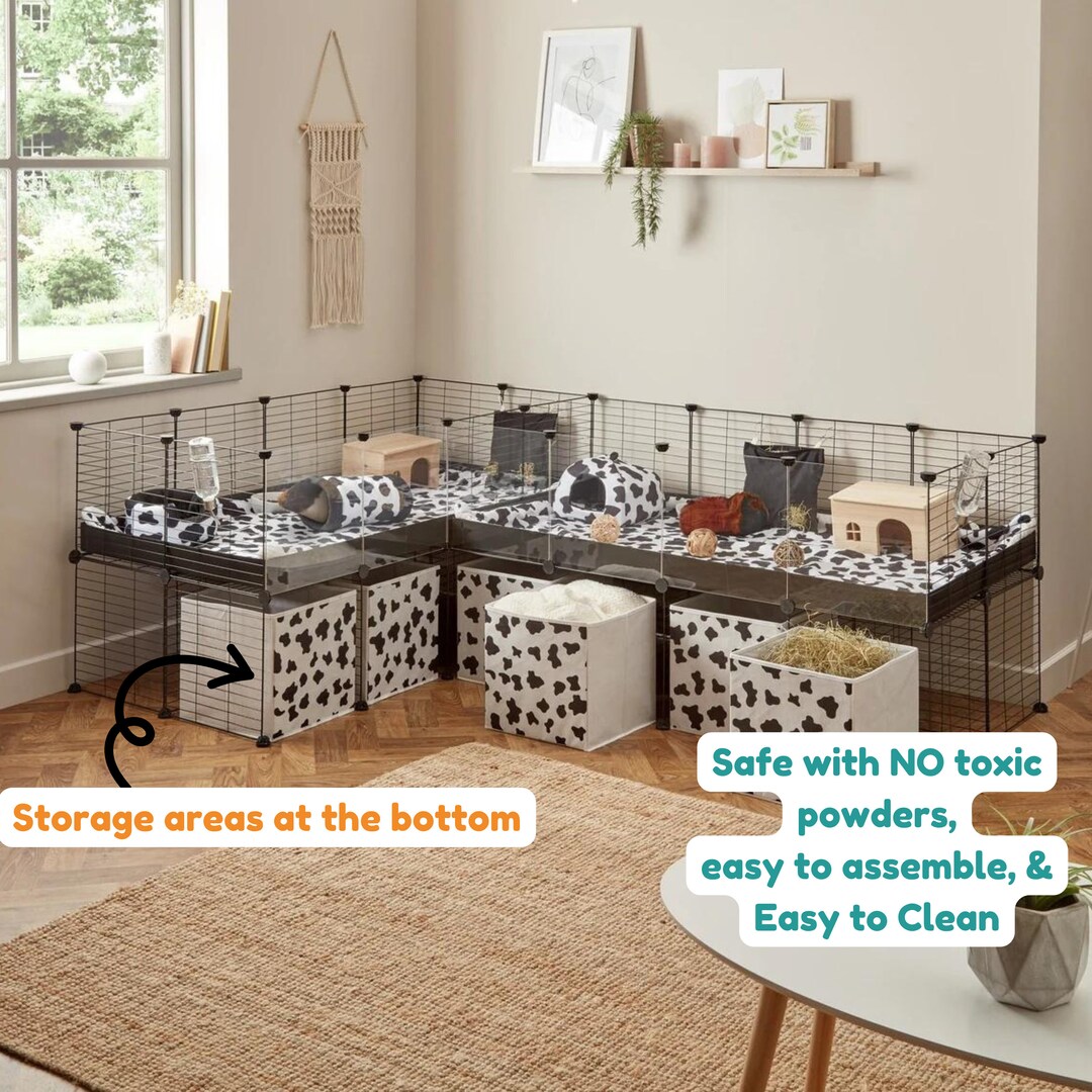 Versatile Lshape 8x2 Candc Guinea Pig Cage With Divider, Loft, and