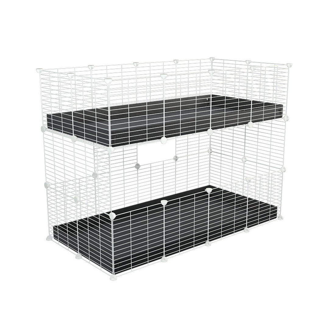 Spacious Double Decker Candc Guinea Pig Cage, 4x2, White Modular Grids