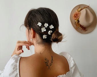 Pearl Hair Pins, Bridal Accessories, Bridal Hair Pin, Floral Hair Pins, Wedding Hair Pins Set, Vintage hair pins, White Flowers Hair Pin