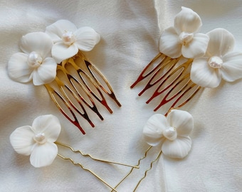 Pearl Hair Pins, Baroque Pearl Hair Pins, Freshwater Hair Pins,Floral Hair Pins,  Bridal Hair Pins Set, Gold Hair Pins, Wedding Hair Piece