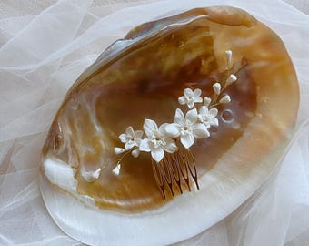 Zierliche Narzisse Blume Haarspange für moderne Braut- Ätherischen Garten Hochzeit Stil- Zarte Weiße Blüte Kopfschmuck-Weiße Blumen Braut Kamm