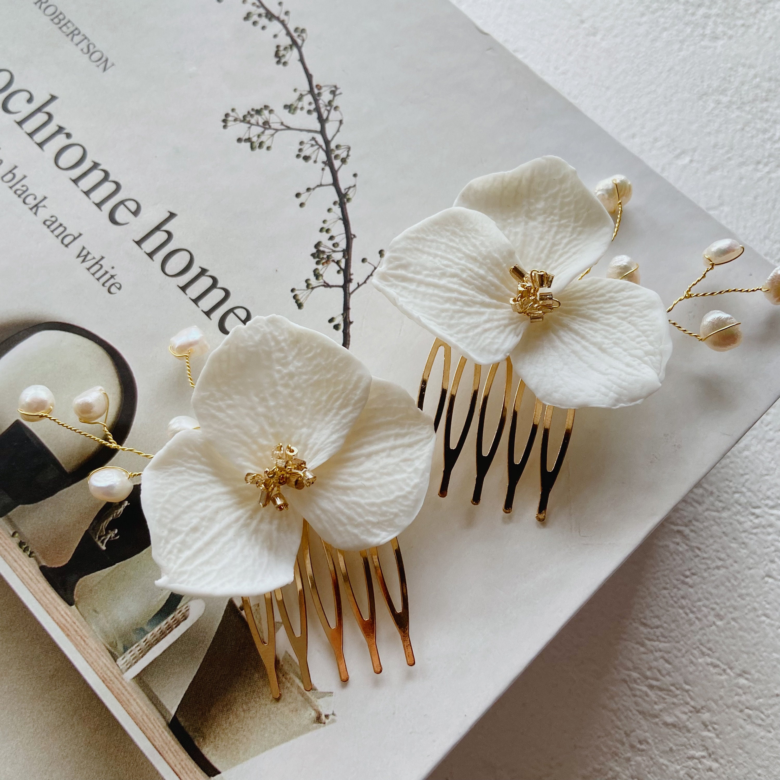 3 fermagli per capelli a forma di orchidea hawaiana con fiori