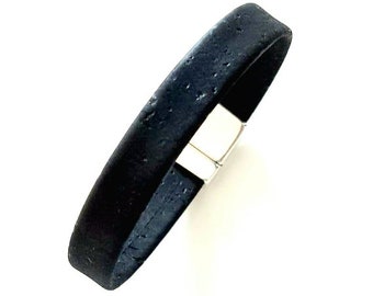 Schwarzes portugiesisches Kork Armband Veganes Armband Naturkork Armband Kork Manschette Armband Vegan Schmuck Kork Schmuck Klassisch Einfaches Armband