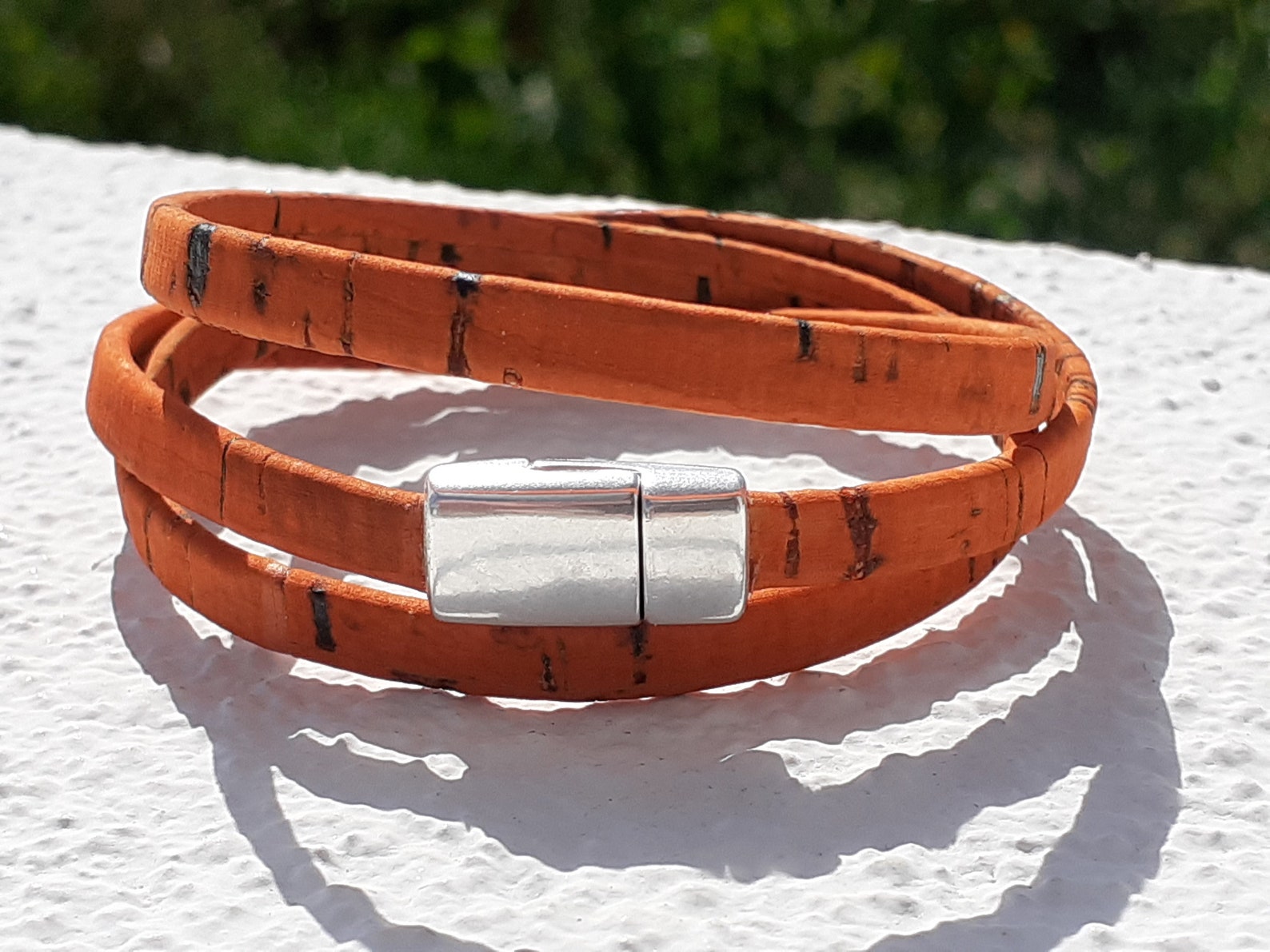 Vegan Wrap Bracelet Cork Bracelet Orange Wrap Bracelet Etsy