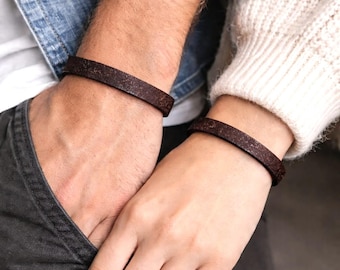 Personalized Portuguese Cork Bracelet for Men & Women, Engraved Vegan Leather Bracelet, Eco Friendly Gift
